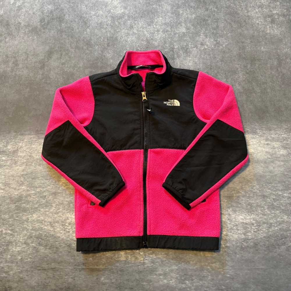 The North Face Denali Jacket Toddler Size 5 Full Zip Pink Black Fleece Coat